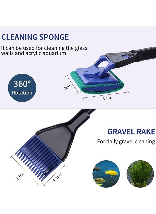 Aquarium Fish Tank Cleaning Kit Tools Algae Scrapers Set 5 in 1 u0026 Fish Tank Gravel Cleaner - Siphon Vacuum for Water Changing and Sand Cleaner (Cleaner Set)