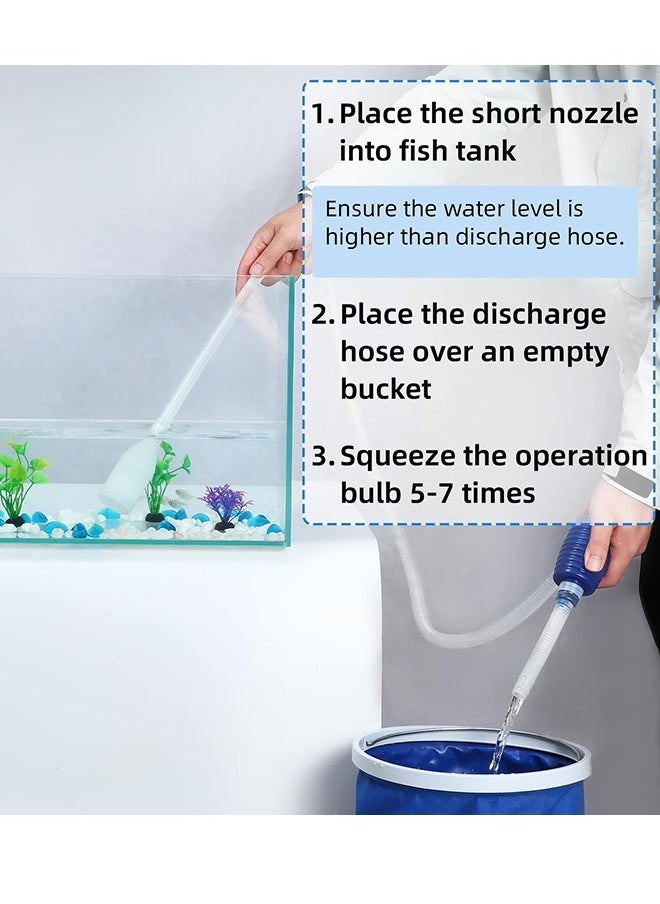 Aquarium Fish Tank Cleaning Kit Tools Algae Scrapers Set 5 in 1 u0026 Fish Tank Gravel Cleaner - Siphon Vacuum for Water Changing and Sand Cleaner (Cleaner Set)