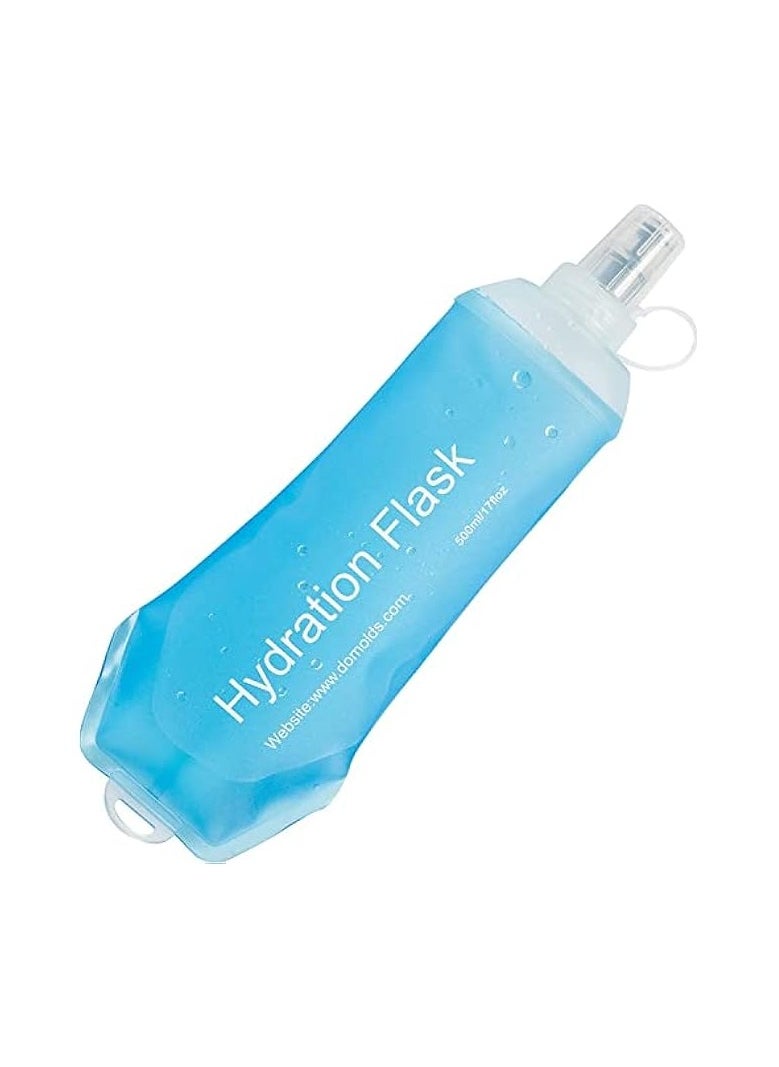 Soft Flask, TPU Foldable Running Hydration Flask, Soft Collapsible Water Bottle for Hydration Pack Cycling Marathon Running Hiking