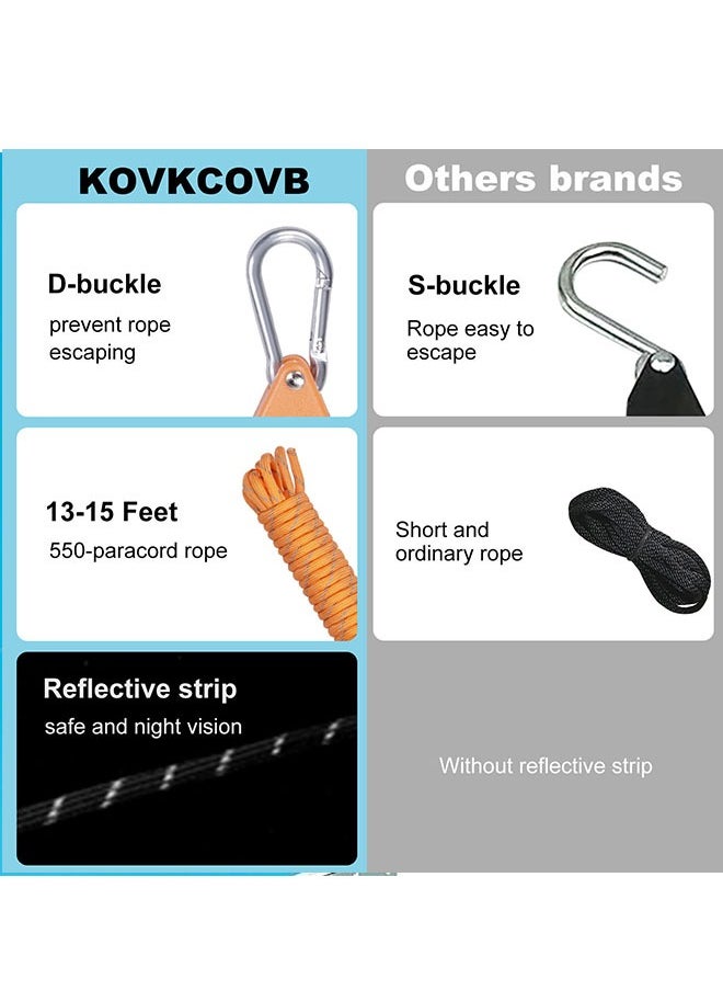 2 Pcs 4 Meters Ratchet Tie Down Rope Canopy Tent Tie Downs Strap Retractable Hanger with Hooks Clips 4mm in Diameter (Orange 2Pcs)