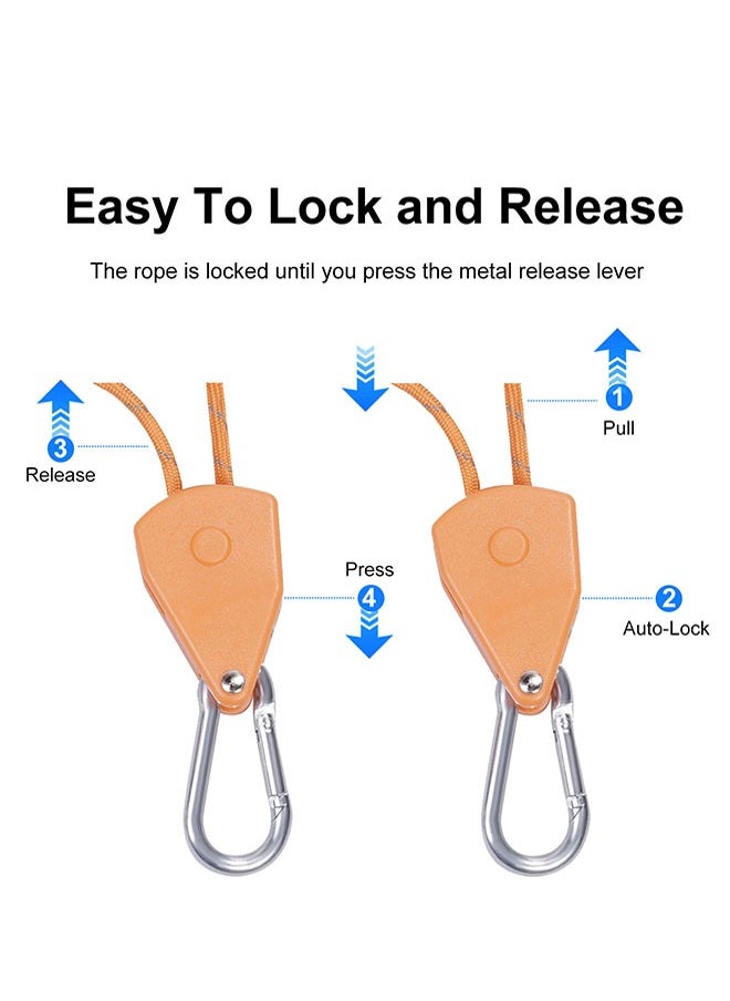 2 Pcs 4 Meters Ratchet Tie Down Rope Canopy Tent Tie Downs Strap Retractable Hanger with Hooks Clips 4mm in Diameter (Army Green 2Pcs)