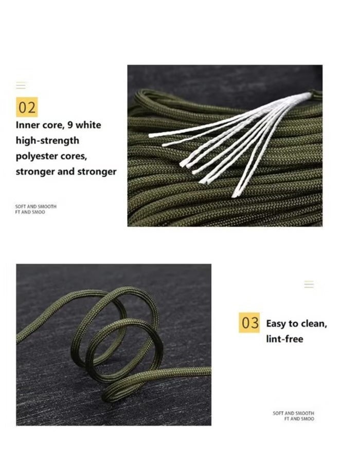 31m Paracord 9-strand Multi-functional Paracord Rope,  Standard 550 Parachute Rope Braided Line For Outdoor Camping Hunting Hiking Climbing