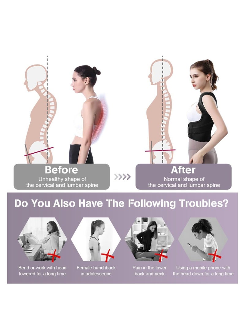 Back Brace u0026 Posture Corrector | Improve Posture and Confidence – Scoliosis and Hunchback Support, Adjustable u0026 Comfortable Fit – XL (27-33 Inch)