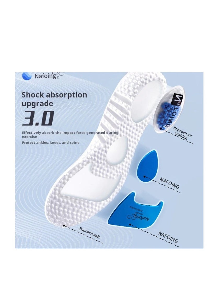 【2 Pairs】Popcorn-Inspired Comfort Heavy Duty Support Insoles ,Comfortable Breathable, Shock Absorption and Relieve Foot Pain,  (Men 35-46/ Women 35-46)