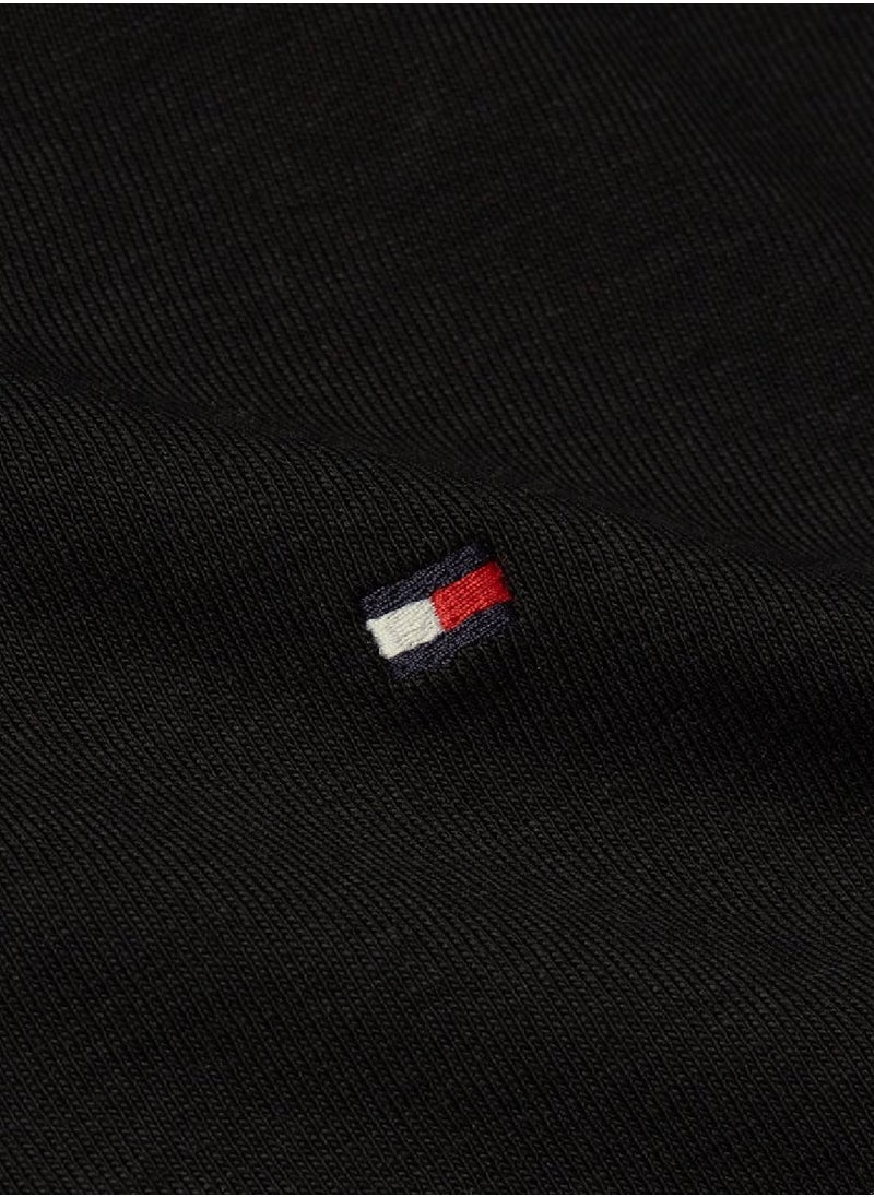 Women's Flag Embroidery Slim Fit T-Shirt -  Pure cotton, Black