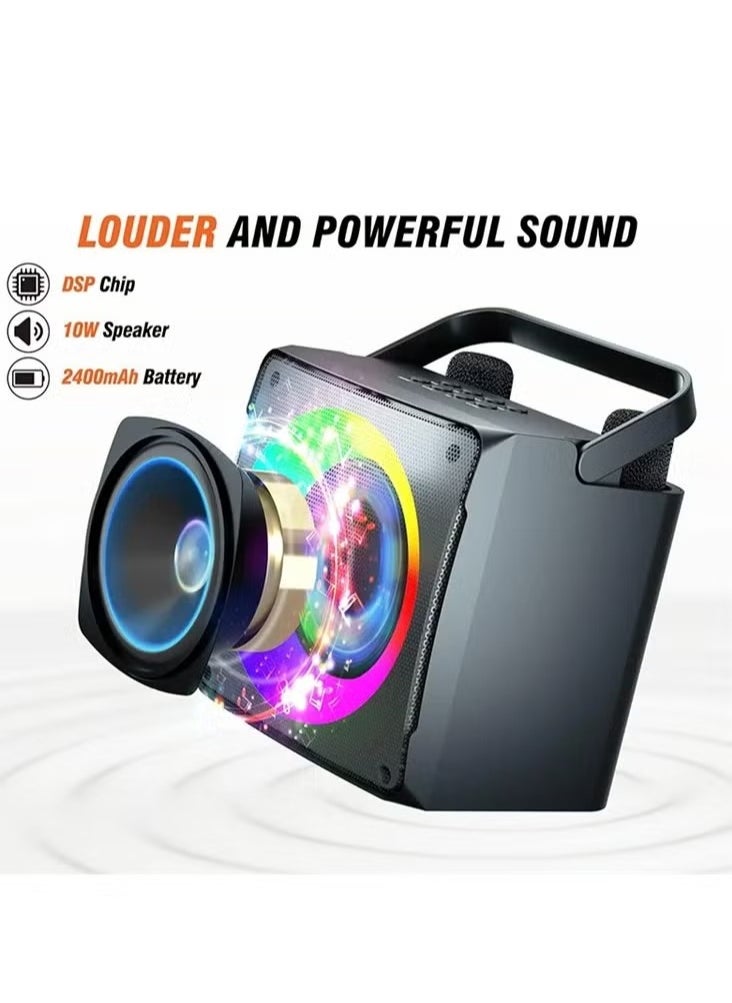 SD-508 Home & Outdoor Portable Bluetooth Speaker with Dual Wireless Microphones – Powerful Sound, Long Battery Life, Ideal for Parties, Karaoke, and Outdoor Events, Wireless Streaming, Compatible with All Bluetooth Devices