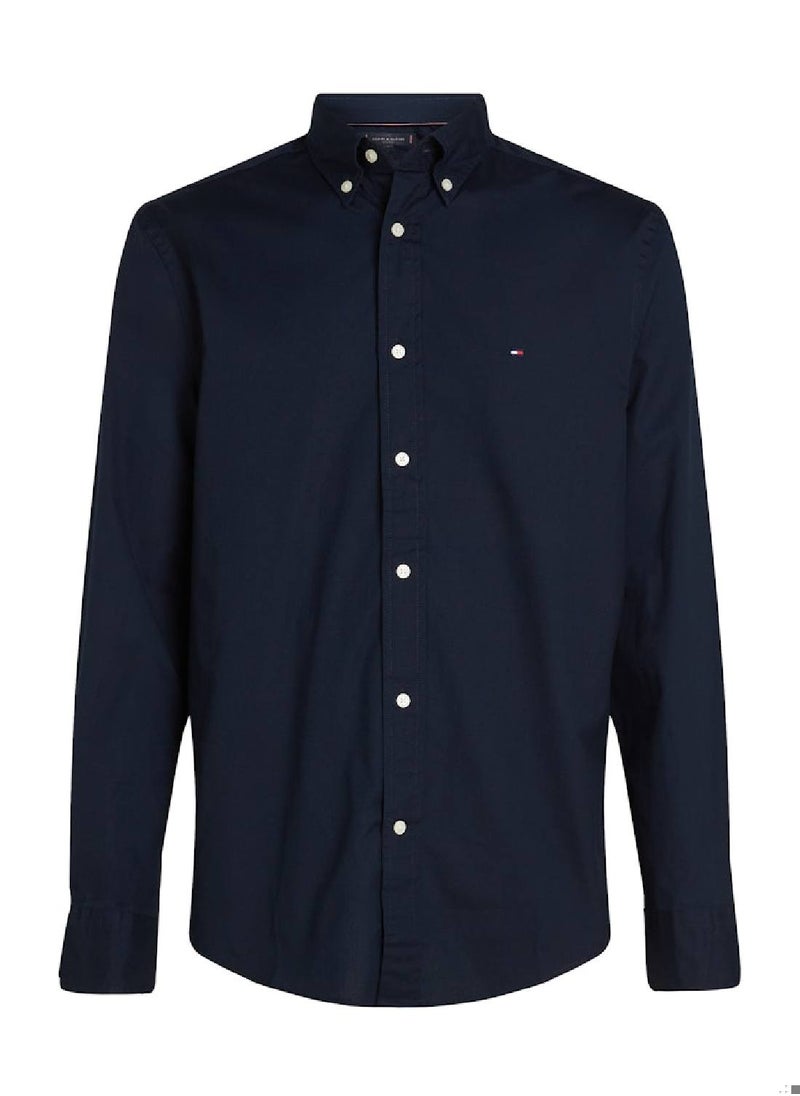 Men's Flex Poplin Shirt - Cotton, Blue
