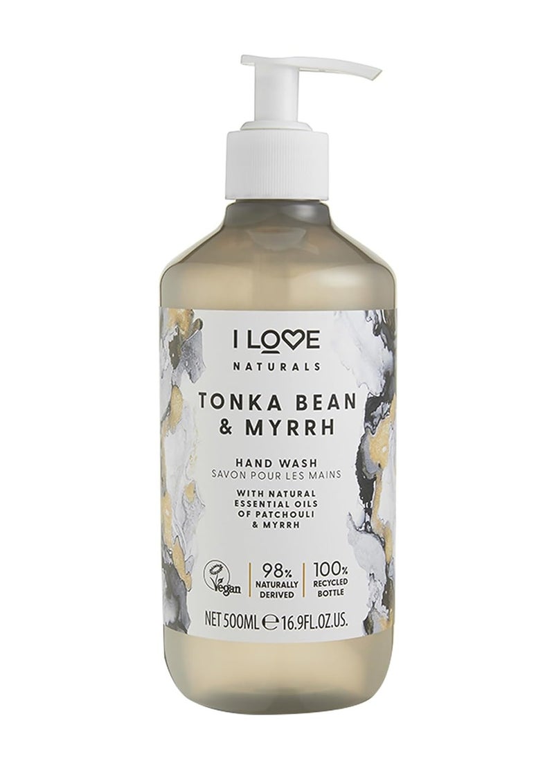 I LOVE Naturals Tonka Bean and Myrrh Hand Wash - Hydrating Hand Soap with Essential Oils - Skin-Smoothing Formula - Plant-Based Cleansers - 16.9 oz