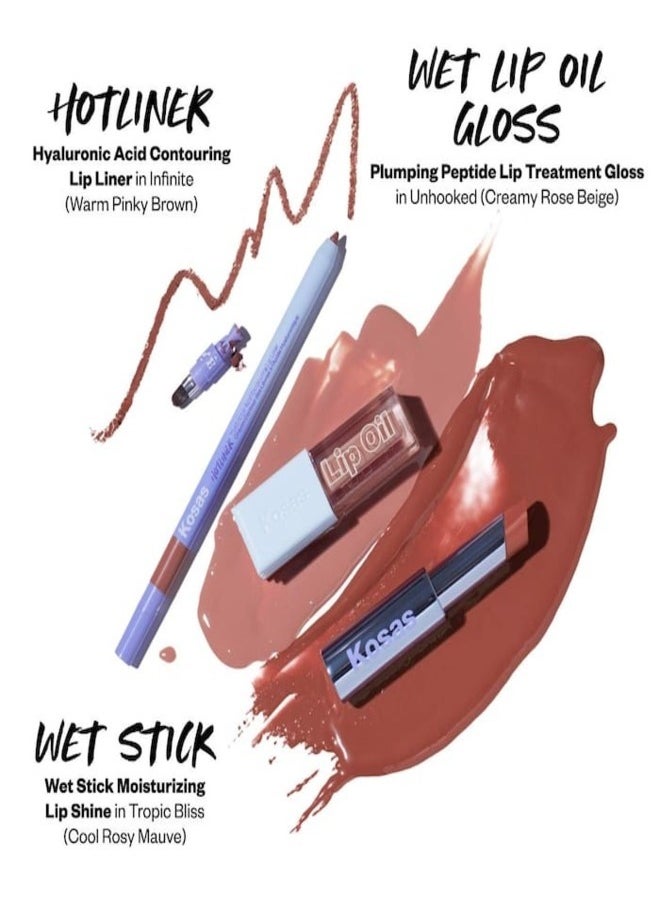 Kosas Plump & Juicy Lips Trio – Ultra-Hydrating, High-Shine Lip Set