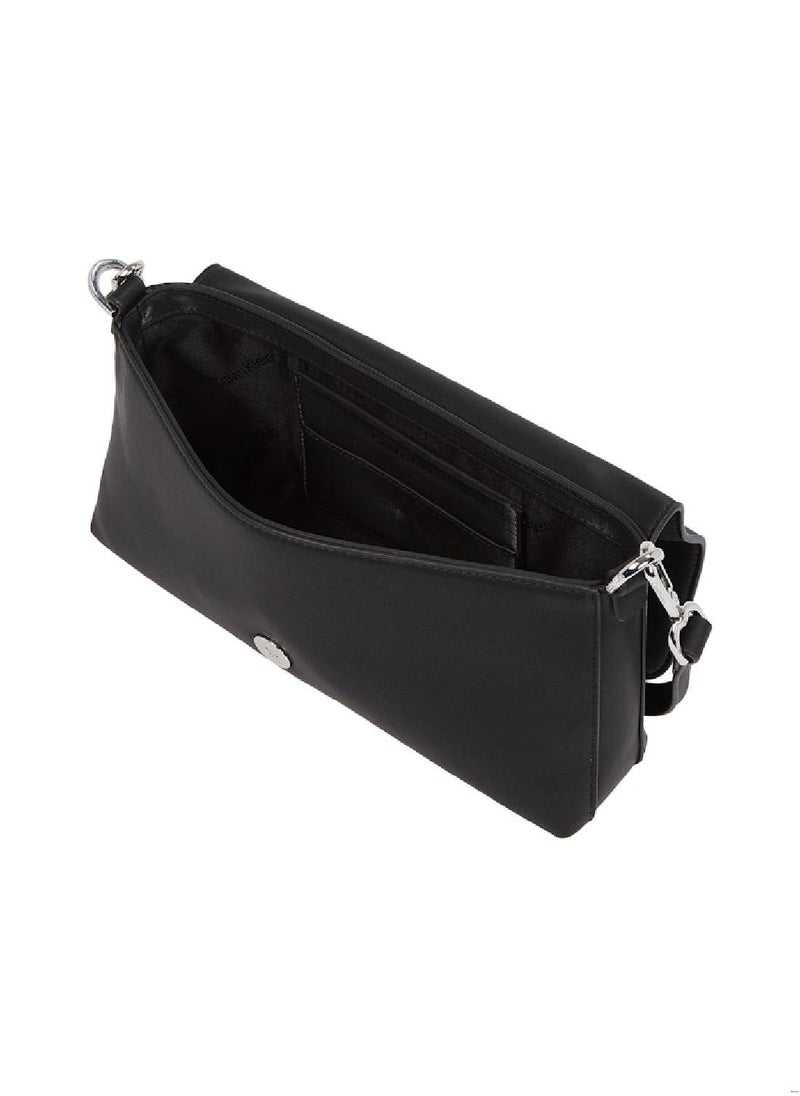 Women's Convertible Shoulder Bag - Faux Leather, Black