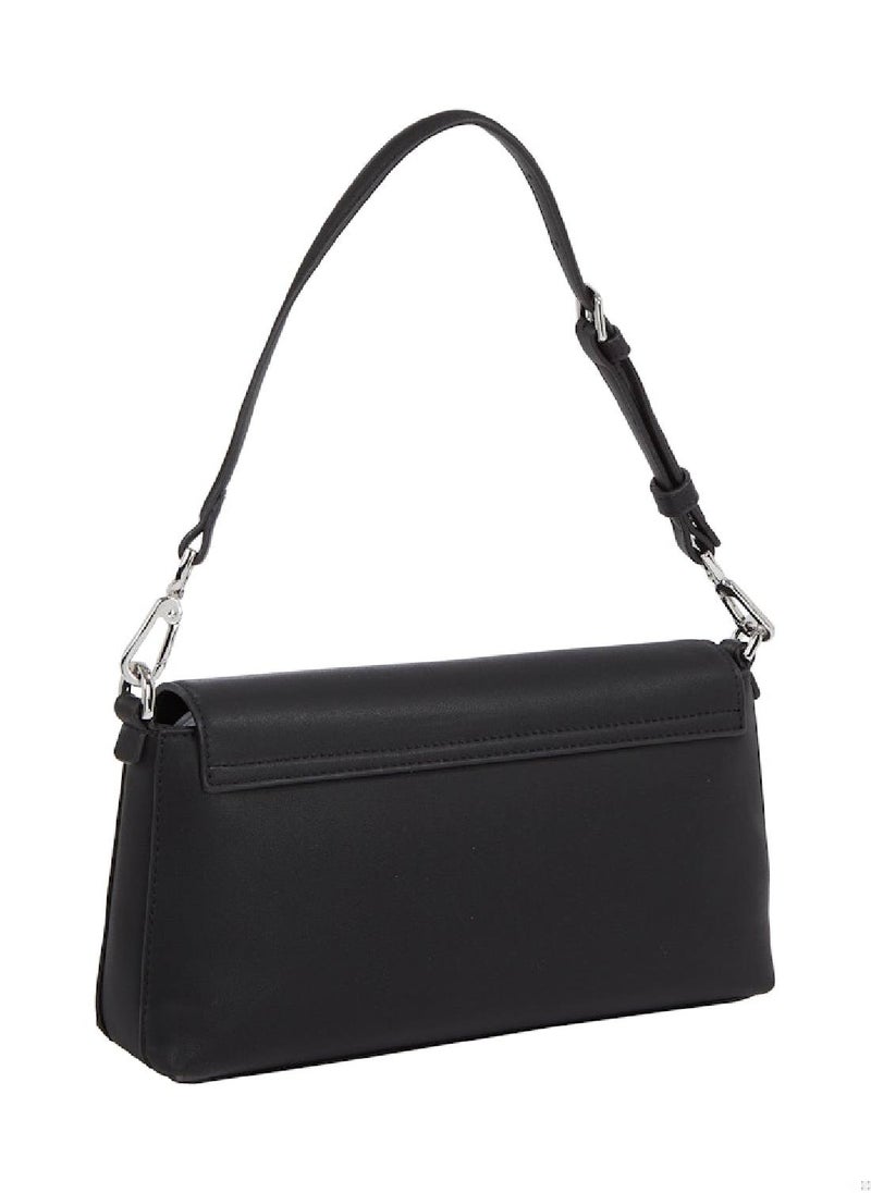 Women's Convertible Shoulder Bag - Faux Leather, Black