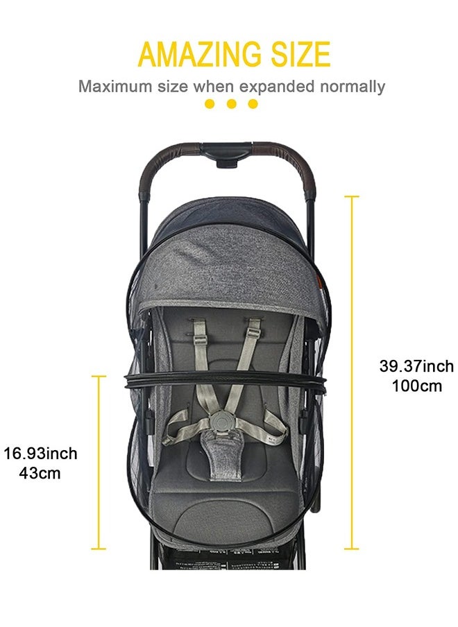 Baby Stroller Mosquito Net, Durable Baby Stroller Mosquito Net, Double Zipper Foldable Mesh Mosquito Net, Suitable for Baby Carriages, Baby Car Seats, Baby Cradles, Baby Carriers (Standard, Black)