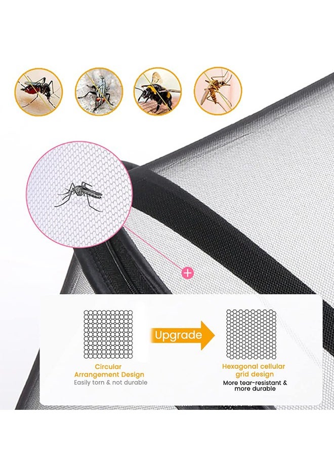 Baby Stroller Mosquito Net, Durable Baby Stroller Mosquito Net, Double Zipper Foldable Mesh Mosquito Net, Suitable for Baby Carriages, Baby Car Seats, Baby Cradles, Baby Carriers (Standard, Black)