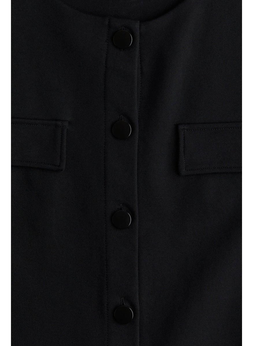 Pocket-Detail Jersey Cardigan
