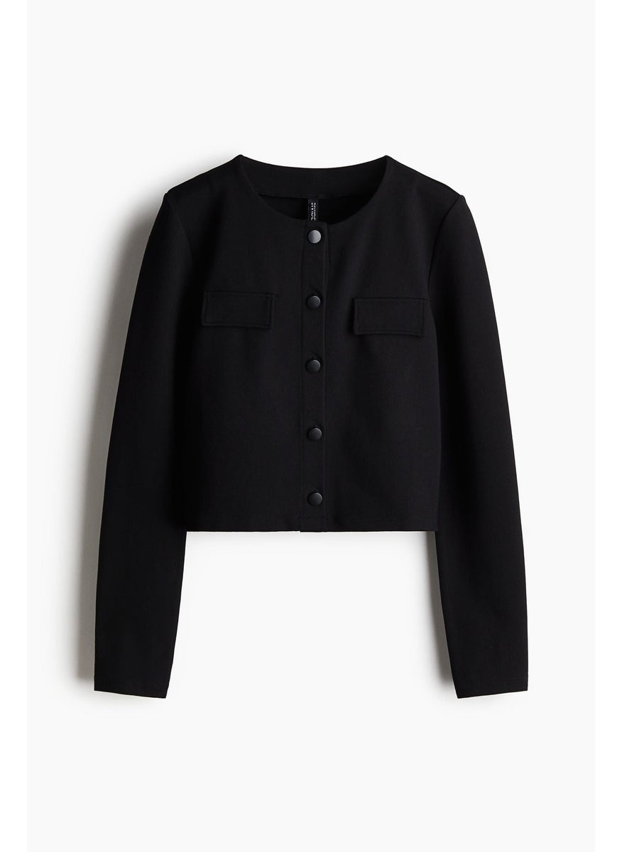 Pocket-Detail Jersey Cardigan