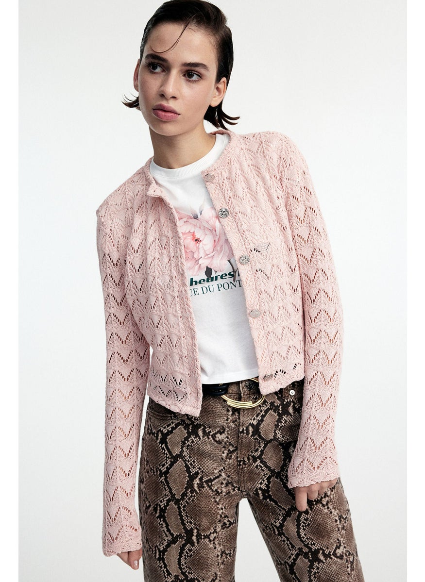 Pointelle-Knit Cardigan