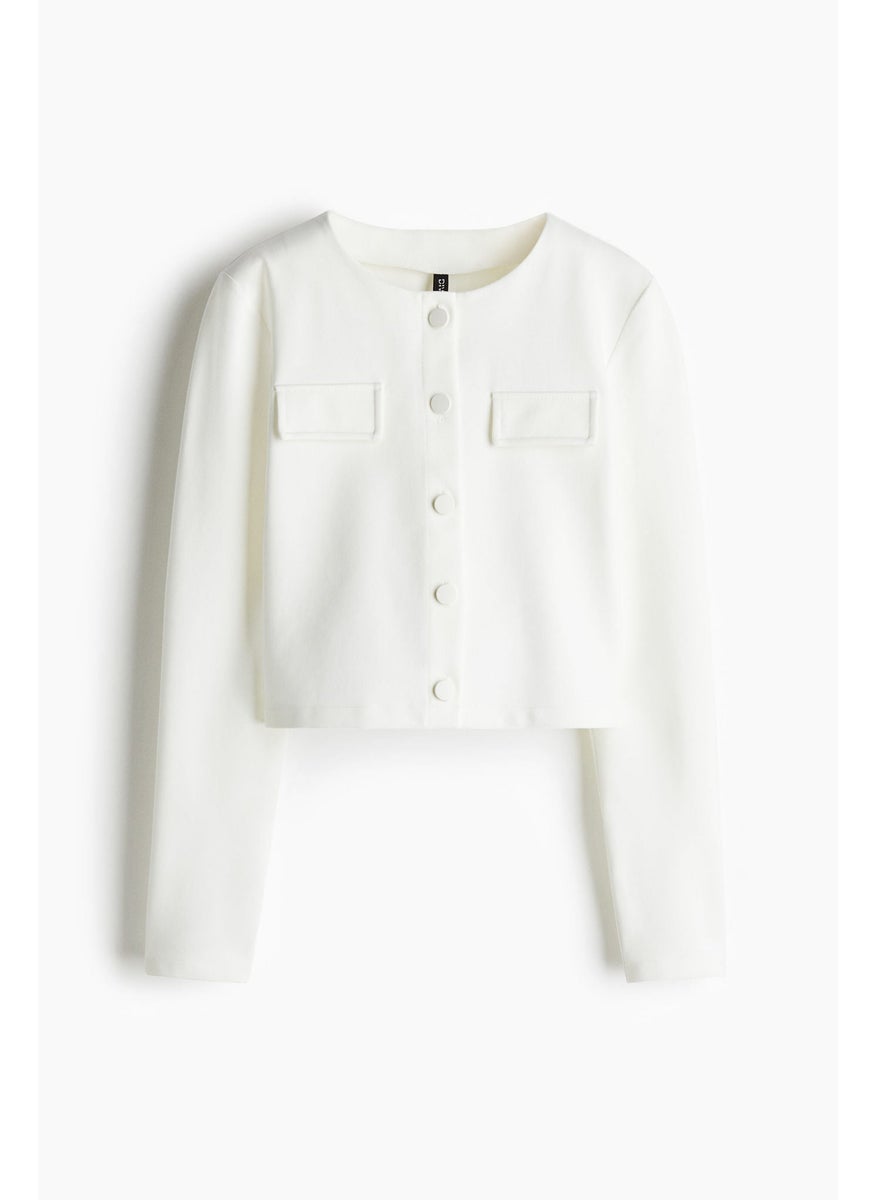 Pocket-Detail Jersey Cardigan