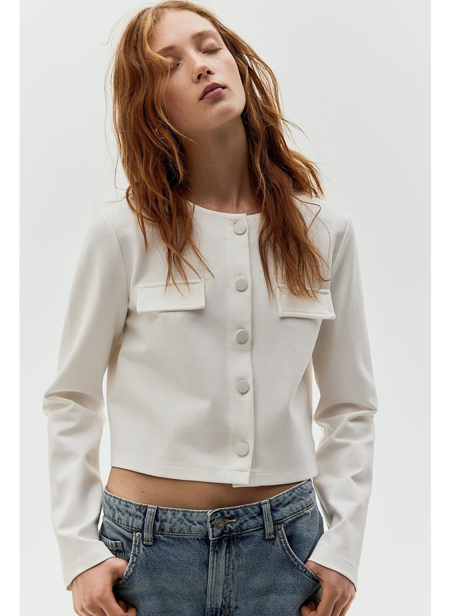 Pocket-Detail Jersey Cardigan