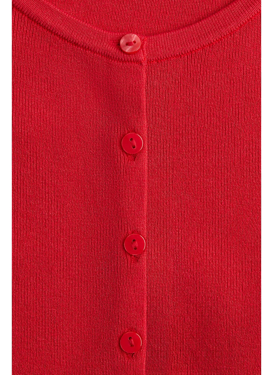 Short-Sleeved Fine-Knit Cardigan