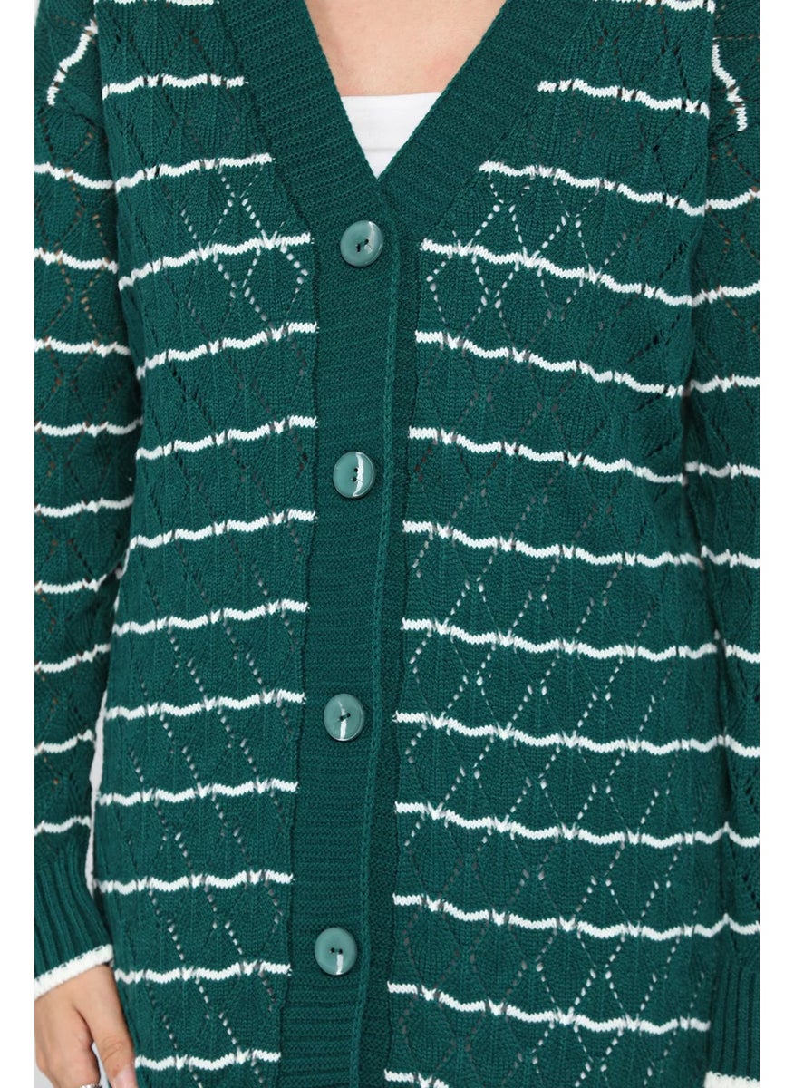 Striped Women's Knitwear Cardigan