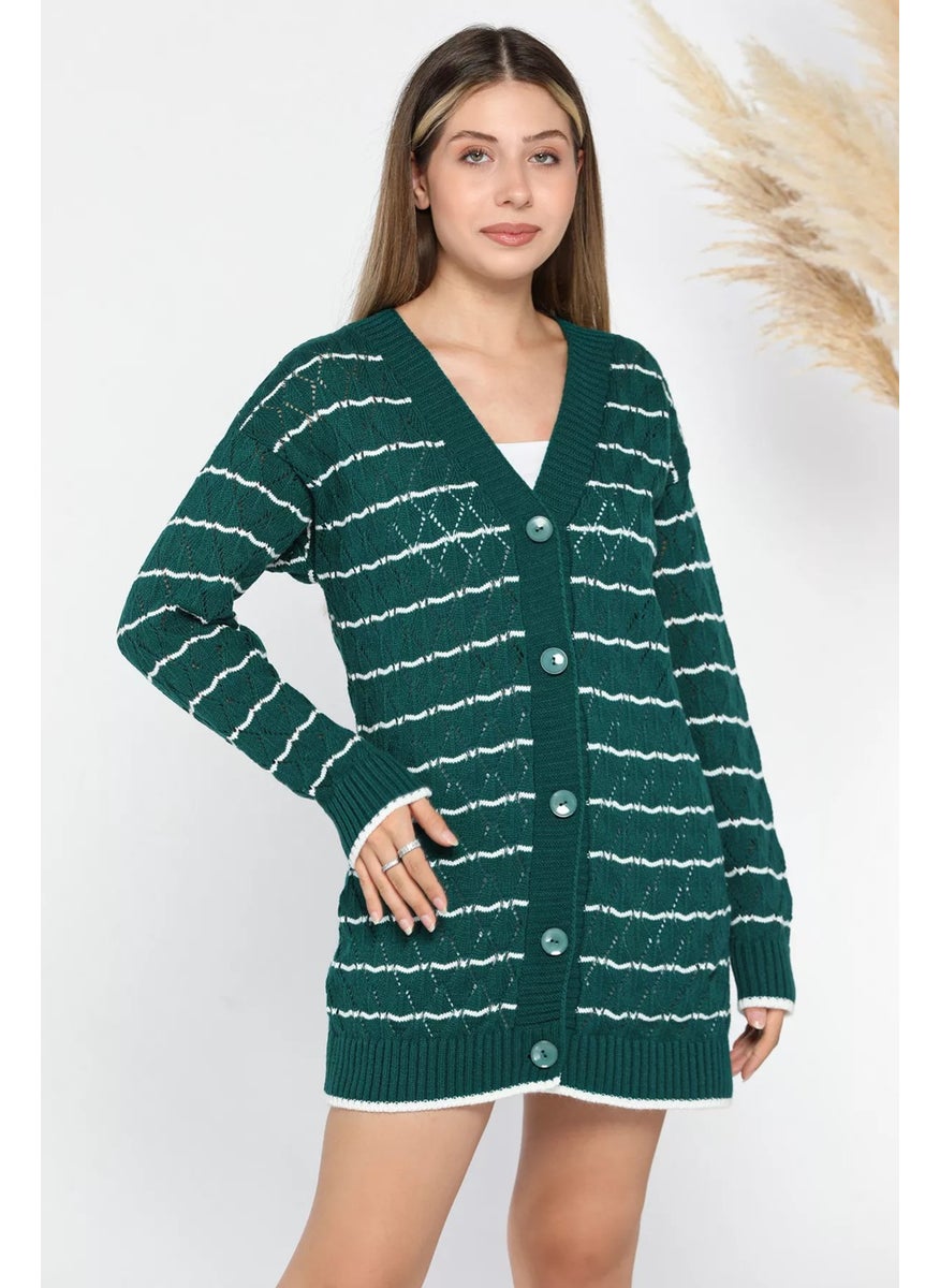 Striped Women's Knitwear Cardigan