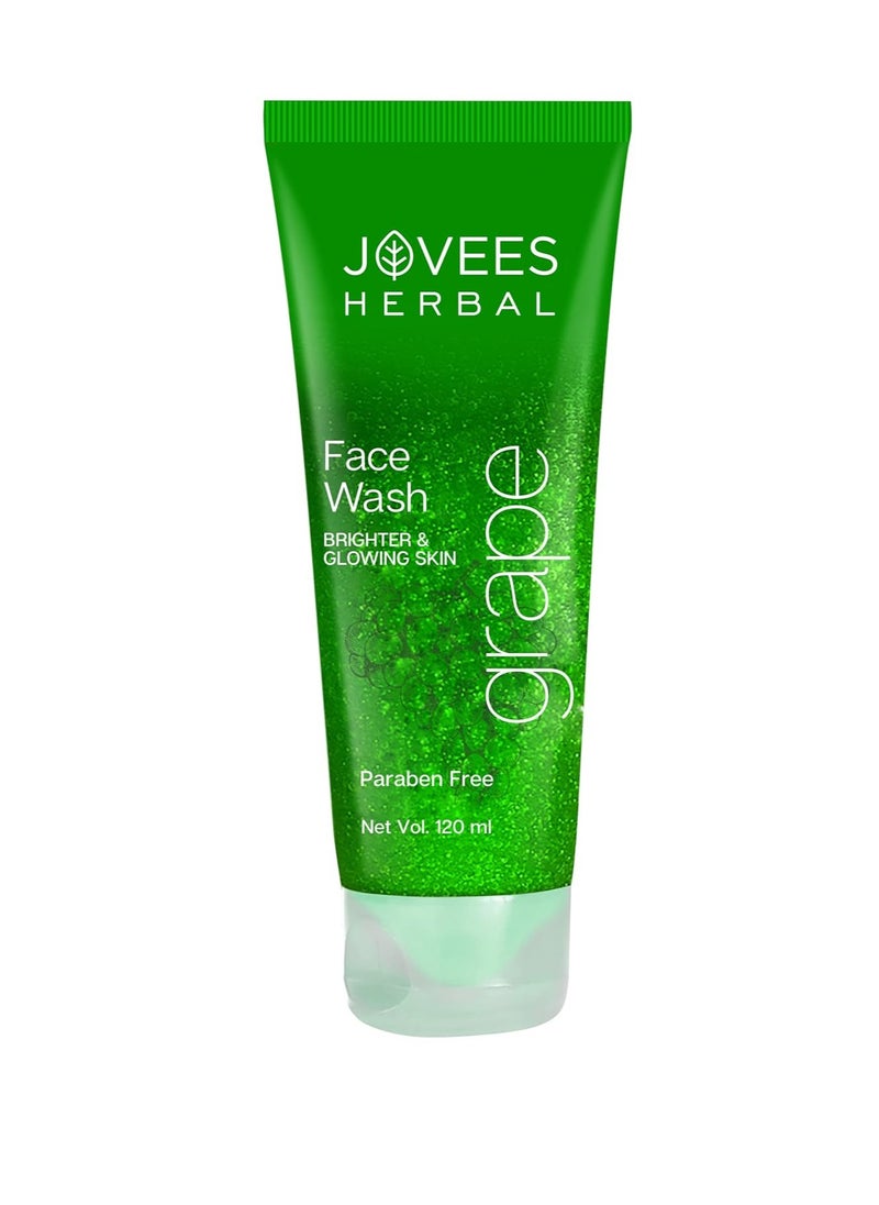 Jovees Herbal Grape Face Wash With Grape Seed & Orange Peel Extracts | For Brighter & Glowing Skin | Reduces Uneven Skin Tone & Fine Lines | For All Skin Types |120 ML