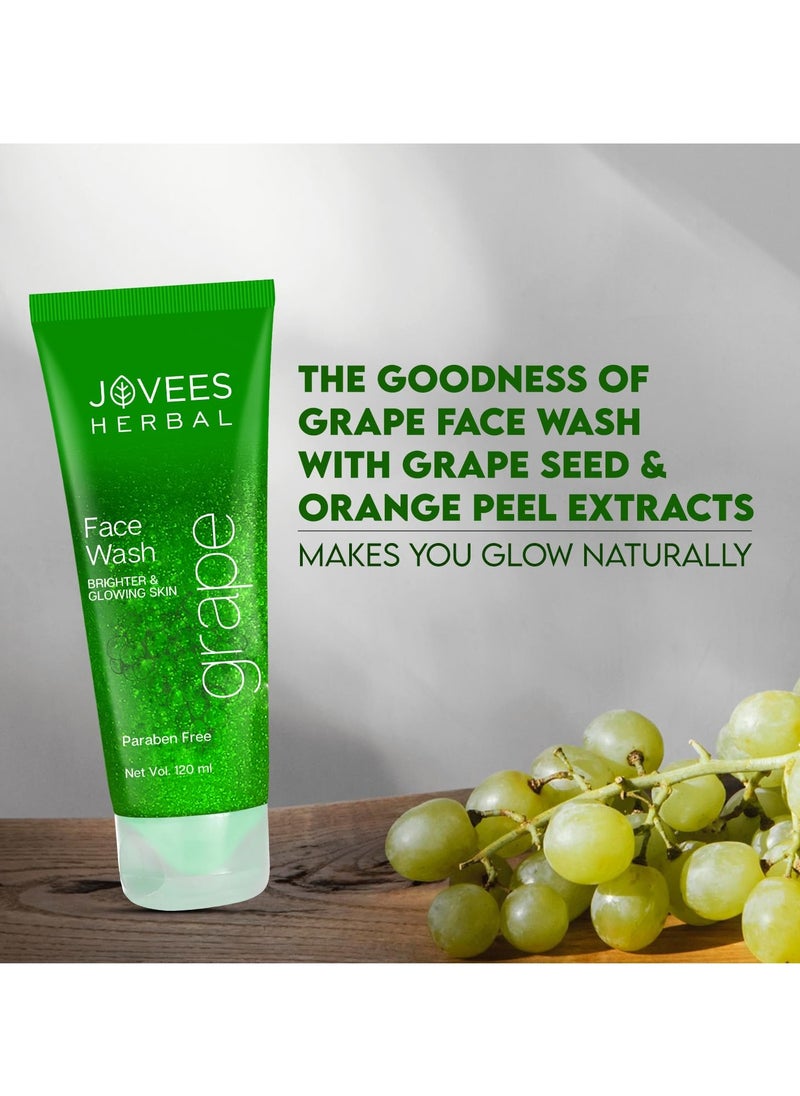 Jovees Herbal Grape Face Wash With Grape Seed & Orange Peel Extracts | For Brighter & Glowing Skin | Reduces Uneven Skin Tone & Fine Lines | For All Skin Types |120 ML