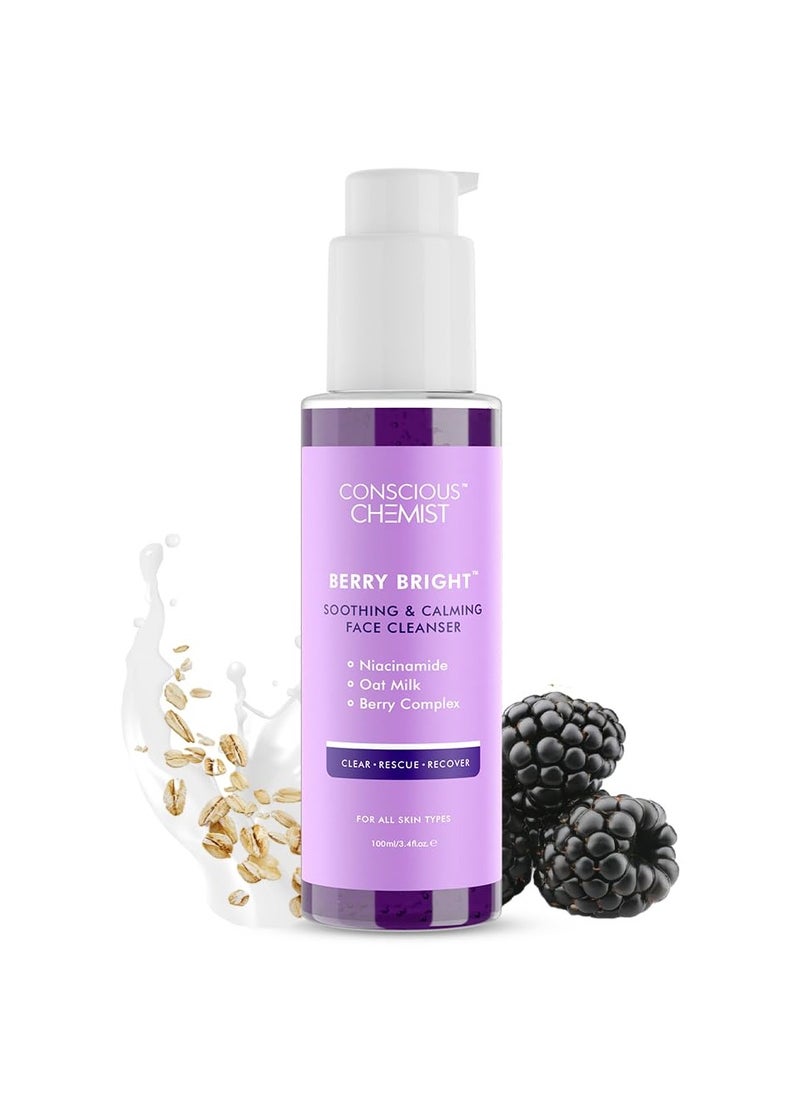 Conscious Chemist Niacinamide Face Wash | 100ml | Pore Refining Brightening Cleanser for Women & Men with BlueBerry & AcaiBerry Extracts, Bright Clear Skin, Cruelty Free, All Skin Type - Berry Bright