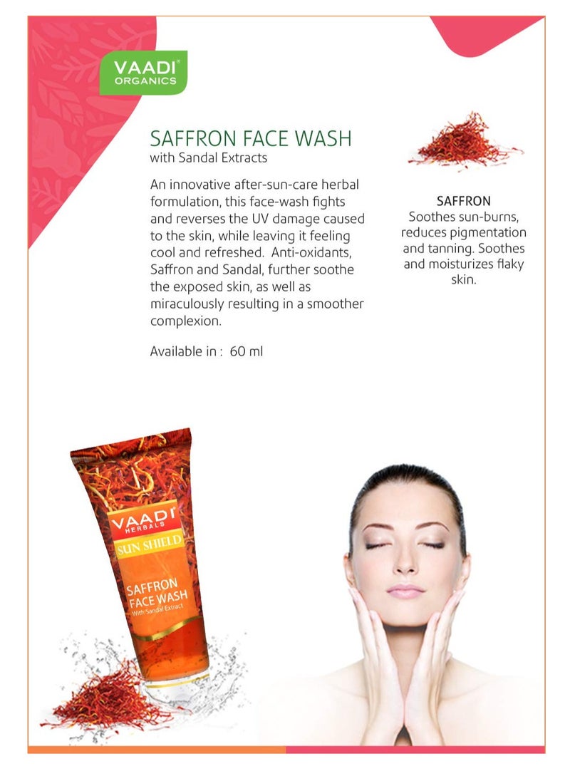 Vaadi Herbals Saffron Face Wash with Sandalwood Extract, 2 fl. Oz Each (Pack of 6)