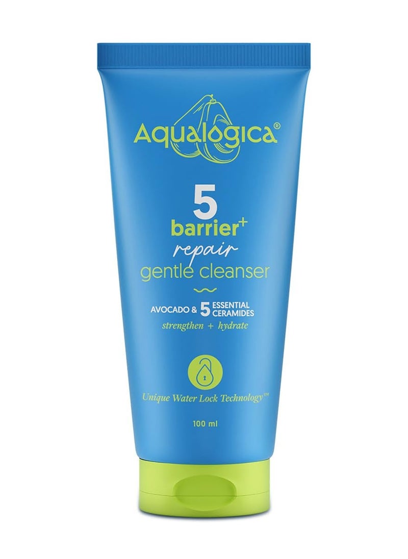 5 Barrier+ Gentle Face Cleanser with Avocado & 5 Essential Ceramides-100ml | Dry to Normal, Sensitive Skin | Non-Oil Stripping | Gently Cleanses & Hydrates | Men & Women