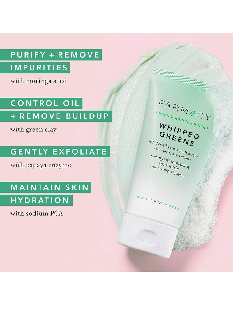 Farmacy Travel Duo - Daily Greens Oil Free Facial Moisturizer, Fragrance-Free (8ml) + Whipped Greens Oil-Free Gentle Facial Cleanser (50ml)