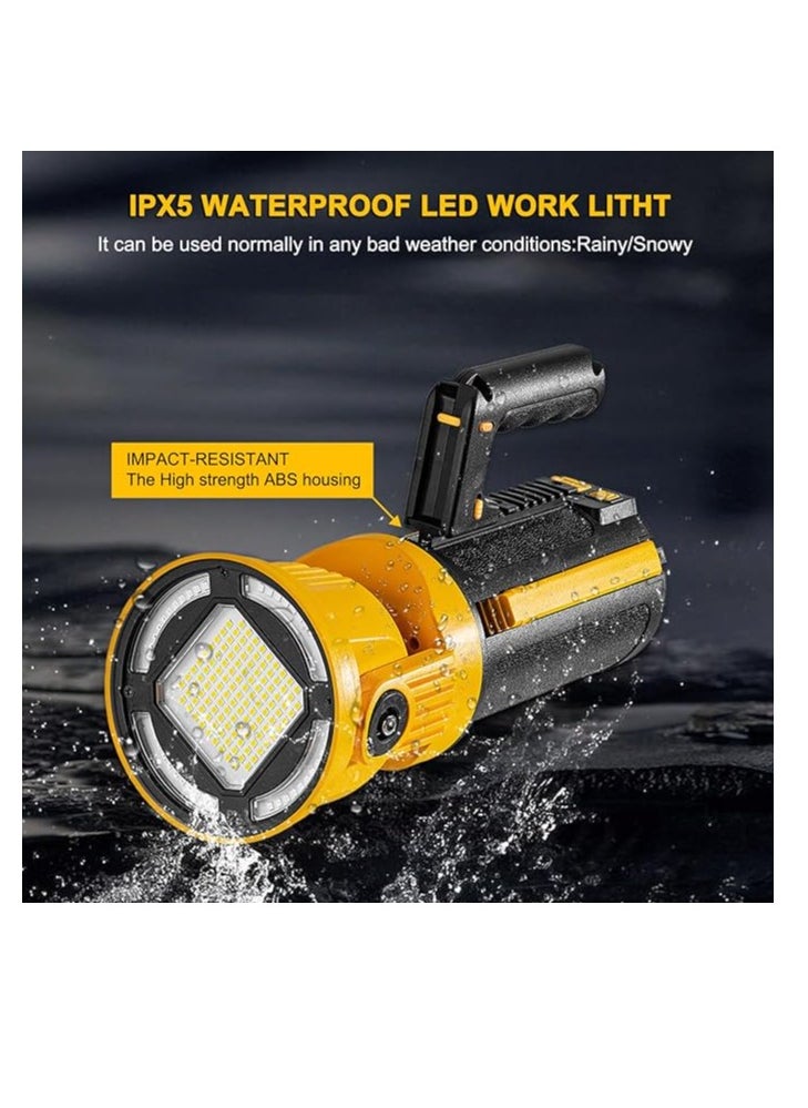 W5165-2 Rechargeable LED Work Light – 3200LM Super Bright, 180° Rotatable Head, 5 Lighting Modes, 4500mAh Battery, IPX5 Waterproof, Foldable Stand u0026 Detachable Handle – Ideal for Garage, Camping
