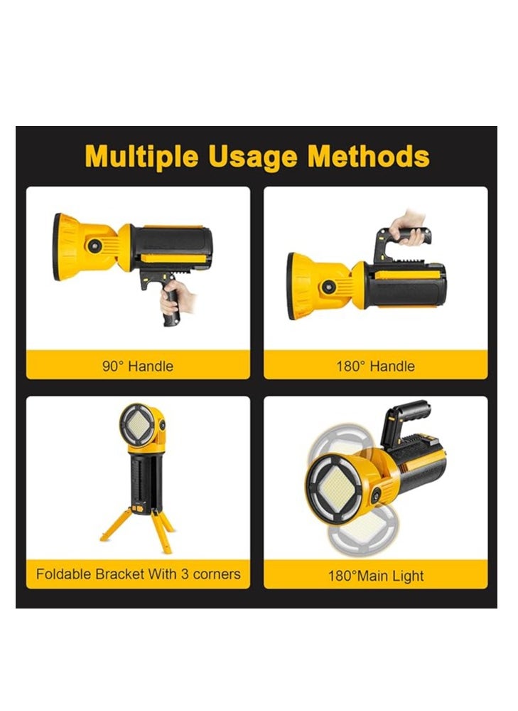 W5165-2 Rechargeable LED Work Light – 3200LM Super Bright, 180° Rotatable Head, 5 Lighting Modes, 4500mAh Battery, IPX5 Waterproof, Foldable Stand u0026 Detachable Handle – Ideal for Garage, Camping