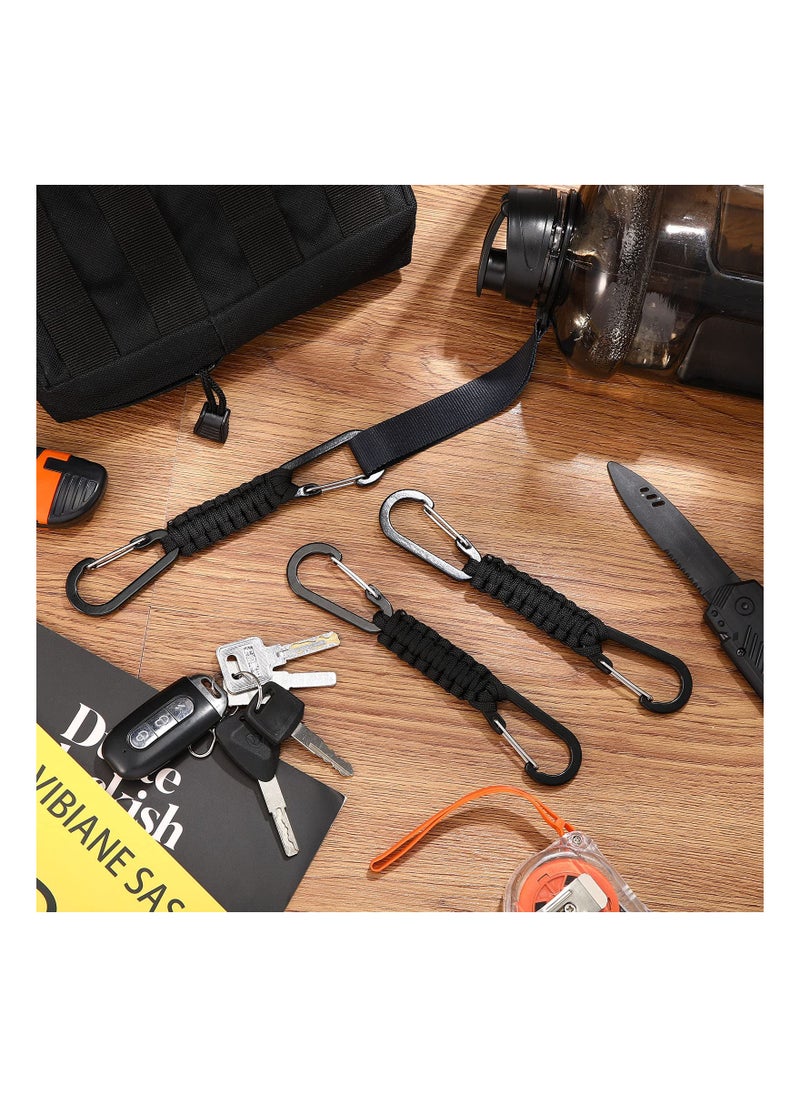 Durable Paracord Keychain Lanyard with Clips for Keys, Water Bottles, and Tools - Includes Carabiner for Easy Attachment to Backpacks and Gear.