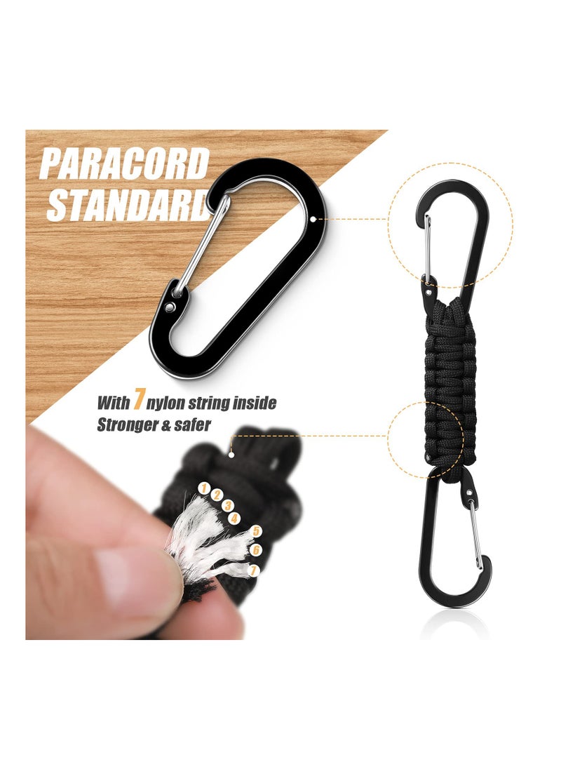 Durable Paracord Keychain Lanyard with Clips for Keys, Water Bottles, and Tools - Includes Carabiner for Easy Attachment to Backpacks and Gear.