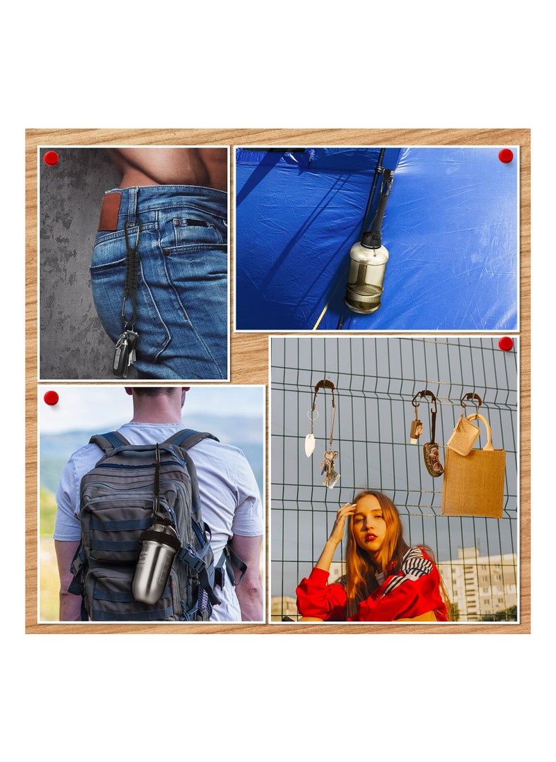 Durable Paracord Keychain Lanyard with Clips for Keys, Water Bottles, and Tools - Includes Carabiner for Easy Attachment to Backpacks and Gear.