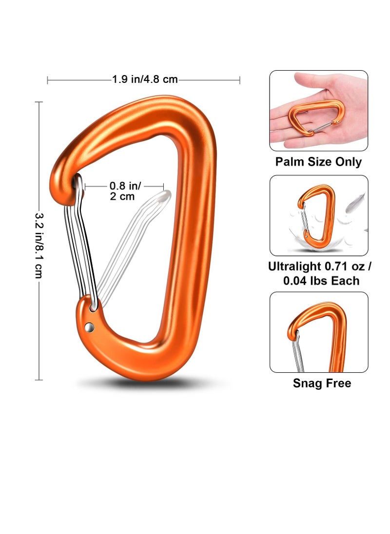 Heavy Duty Carabiner Clips 4 Pack 12KN 2697 lbs for Camping Hiking Dog Leash and Gym Black and Orange Colors