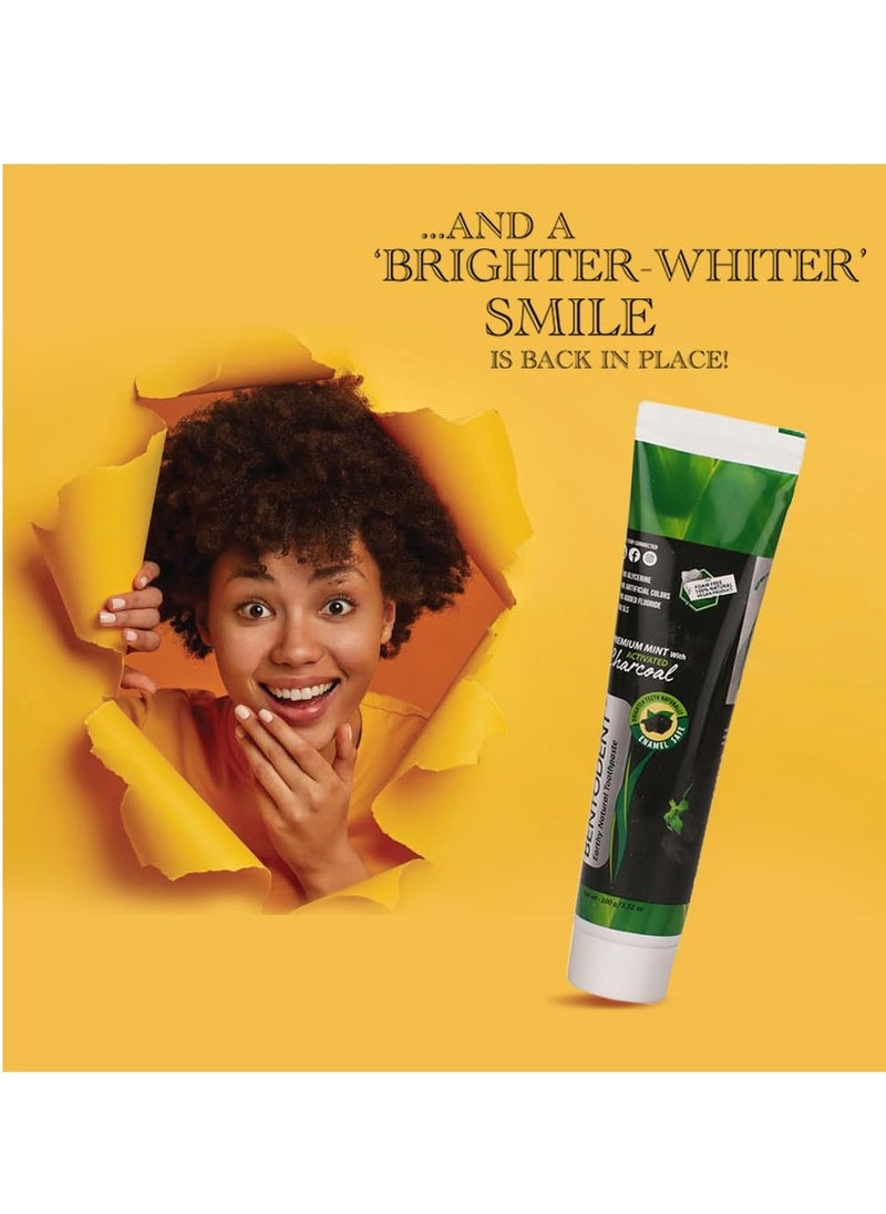 Bentodent toothpaste - Teeth Whitening Products | Activated Charcoal Mint Teeth Whitening Toothpaste | Enamel Safe, Natural | Foam free, Fluoride Free - (Pack of 2 Teeth Whitening Products)