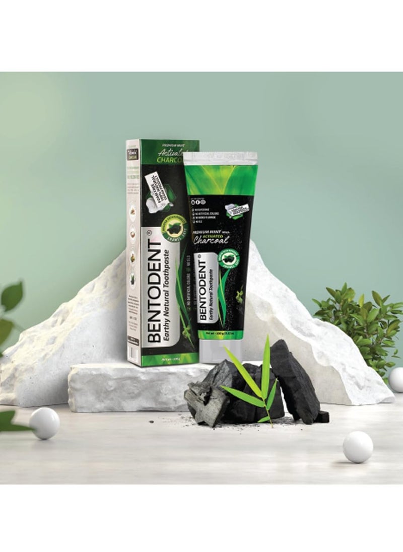 Bentodent toothpaste - Teeth Whitening Products | Activated Charcoal Mint Teeth Whitening Toothpaste | Enamel Safe, Natural | Foam free, Fluoride Free - (Pack of 2 Teeth Whitening Products)