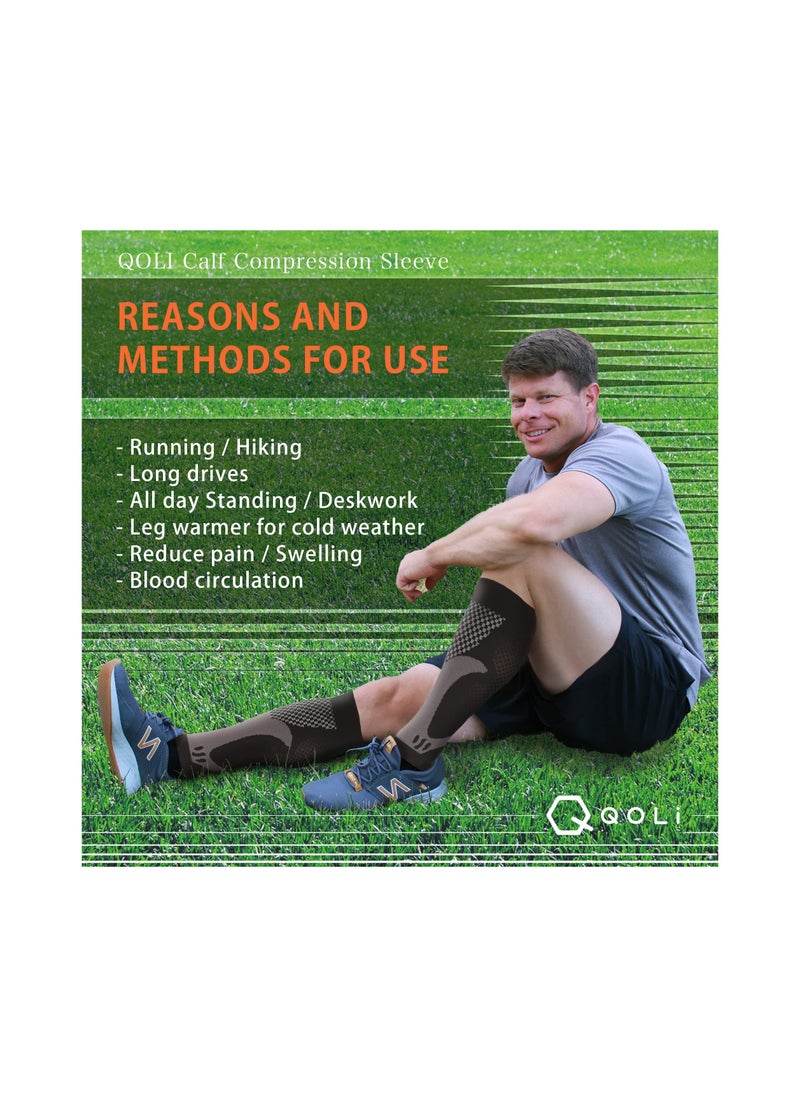 Black Calf Compression Sleeves for Men and Women - Leg Support for Shin Splints, Varicose Veins Treatment, Pain Relief, and Recovery.