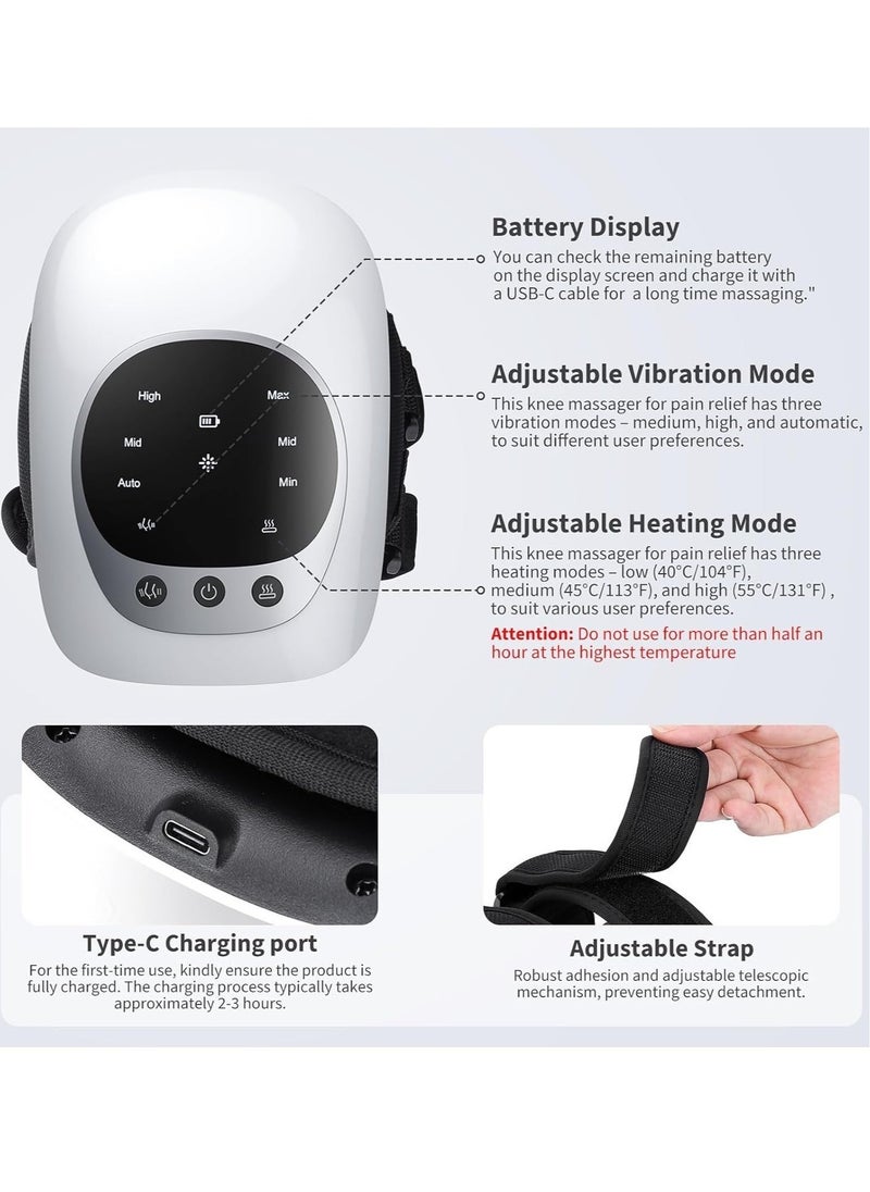 Portable Knee Massager with Heat u0026 Vibration – Smart Hot Compress, LED Screen, Infrared Laser Therapy for Joint Pain u0026 Stiffness Relief