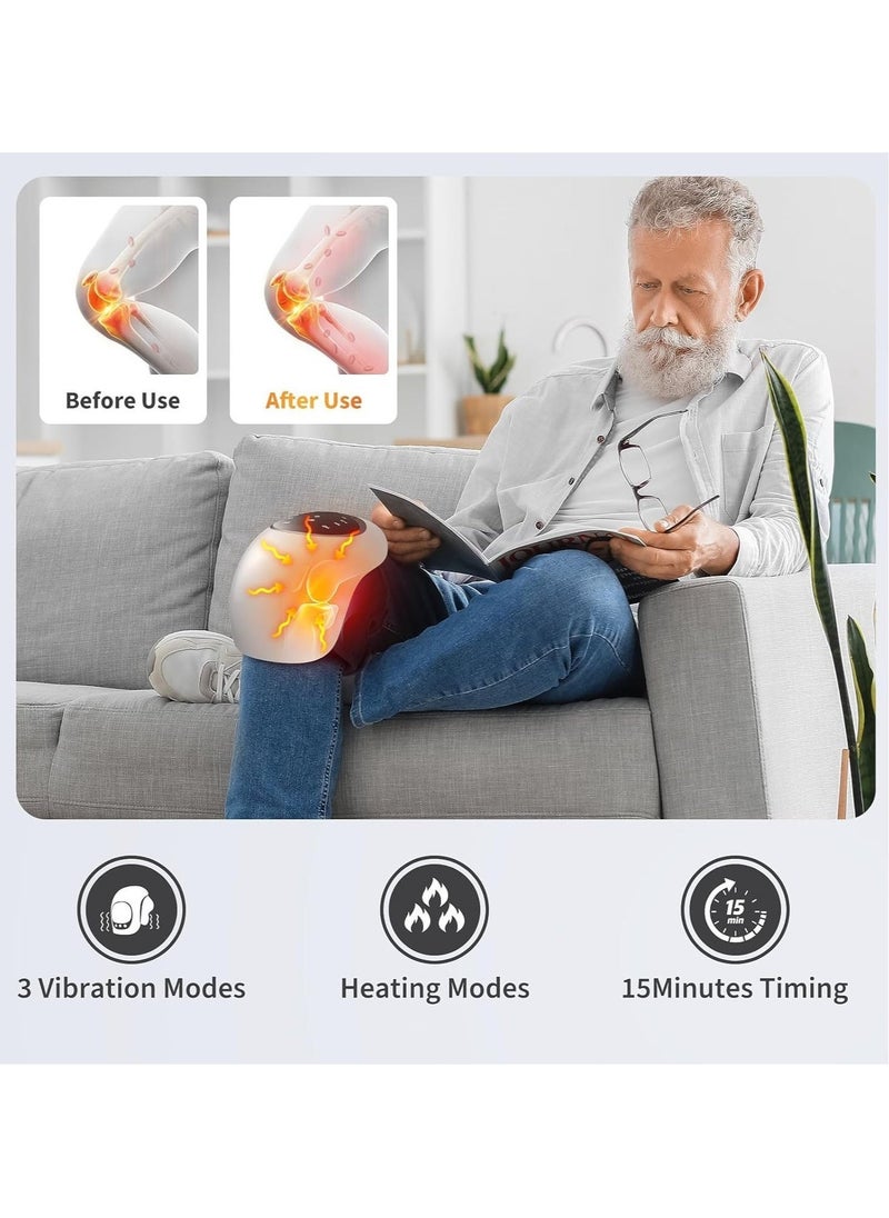 Portable Knee Massager with Heat u0026 Vibration – Smart Hot Compress, LED Screen, Infrared Laser Therapy for Joint Pain u0026 Stiffness Relief