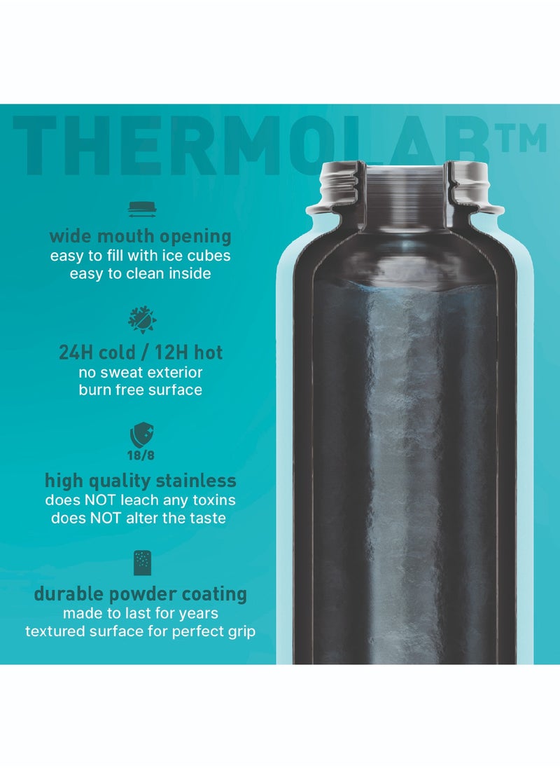 750ml Water Bottle 18/8 Stainless Steel 304 Double Wall Insulated Thermos Bottle with Straw Lid and wide mouth, 2 lids included, Hot Cold Liquids Sports Bottle, 24oz (Sage Mist)
