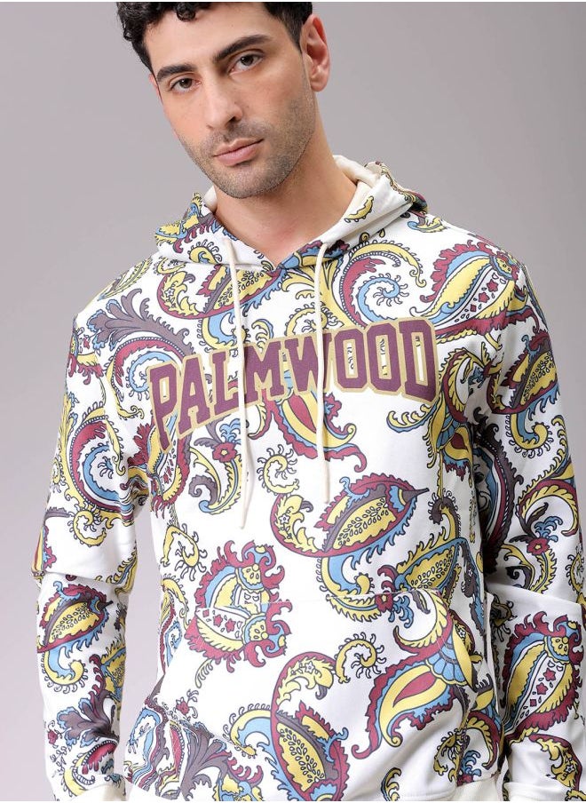 Men Regular Fit Paisley Overhead Hooded Sweatshirt
