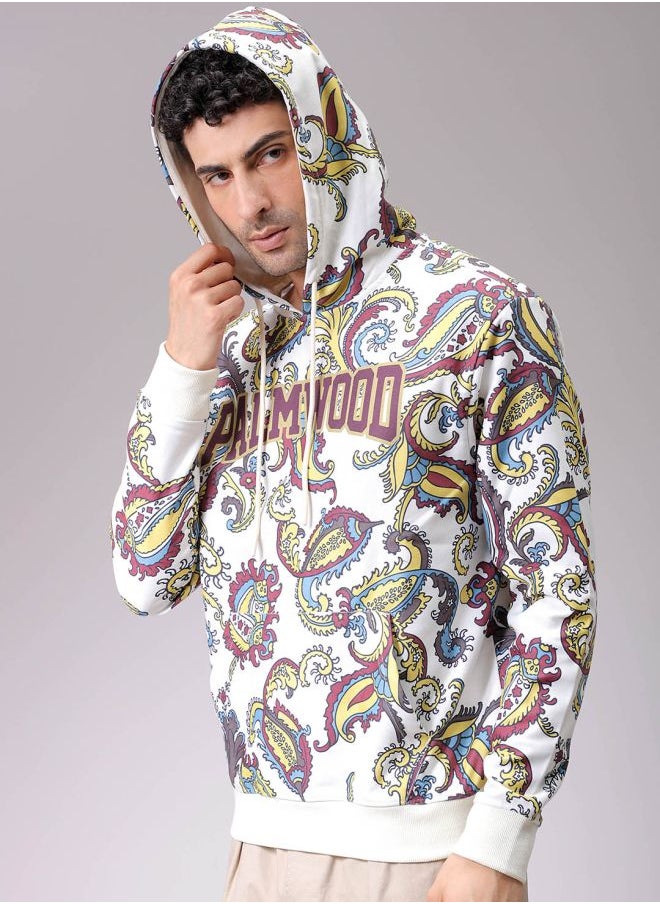 Men Regular Fit Paisley Overhead Hooded Sweatshirt