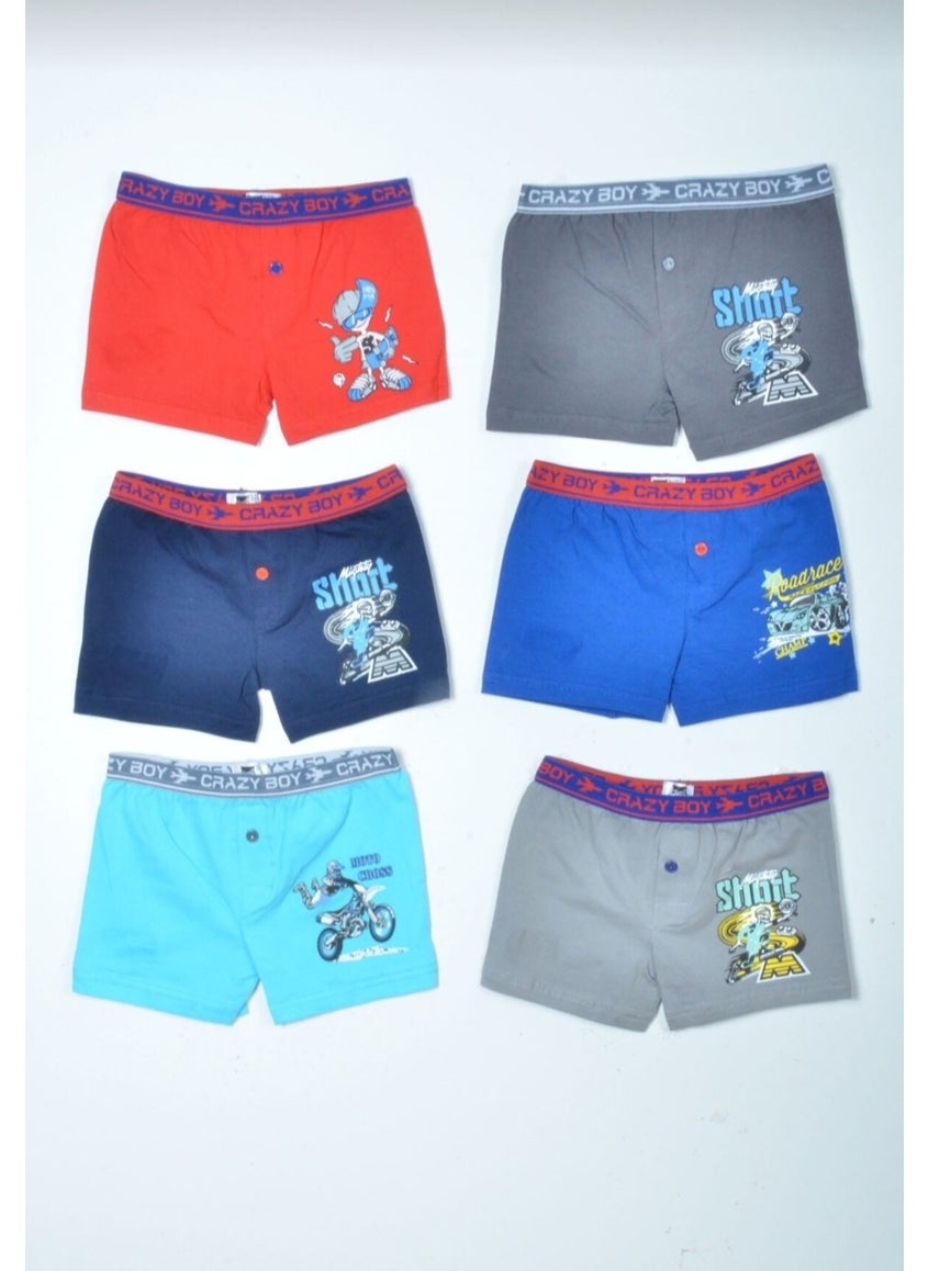 0253 Kids Elastane Printed Boxer 6 Pieces