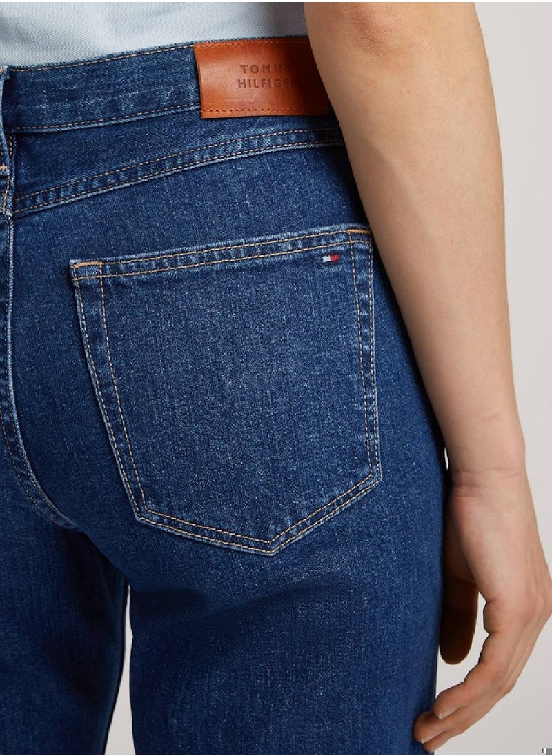 Mid Rise Straight Leg Jeans