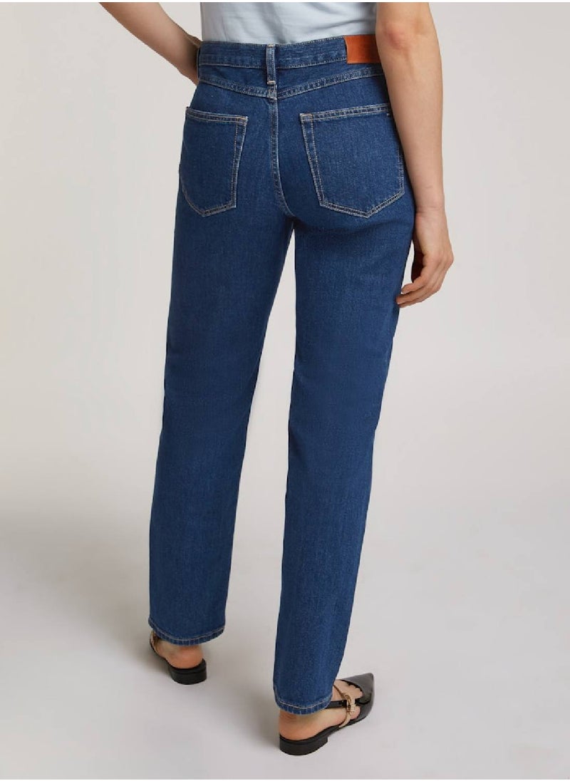 Mid Rise Straight Leg Jeans