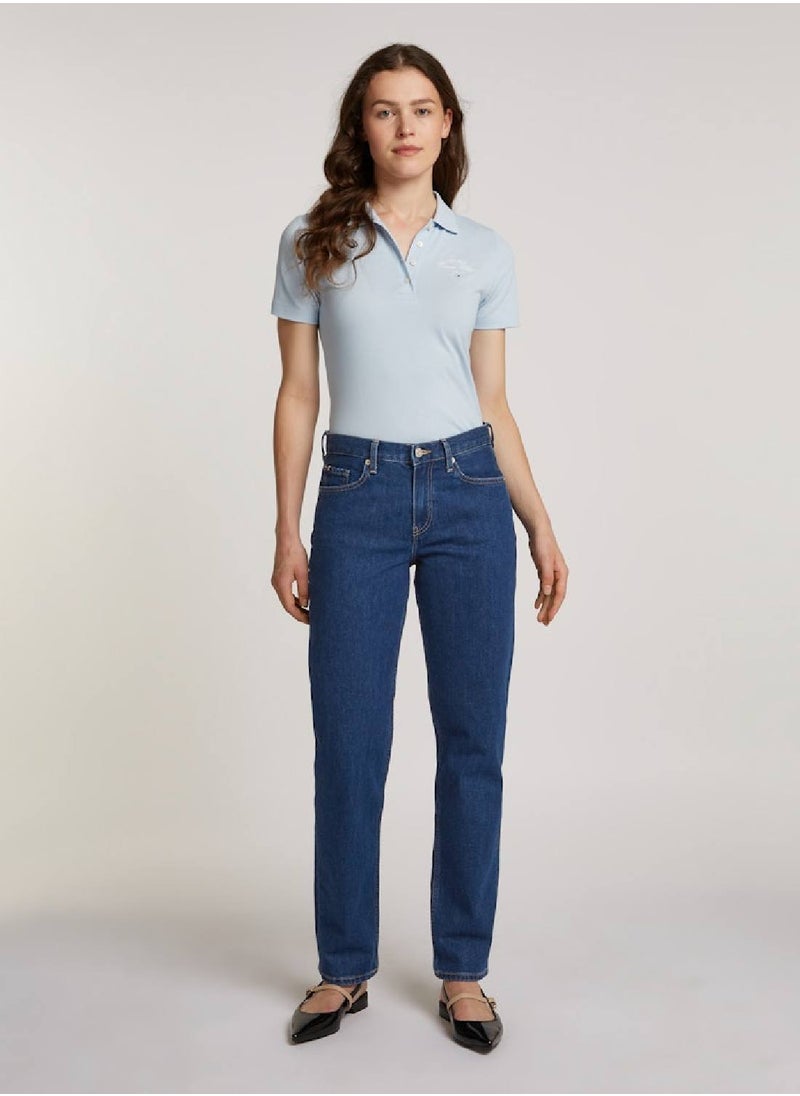 Mid Rise Straight Leg Jeans