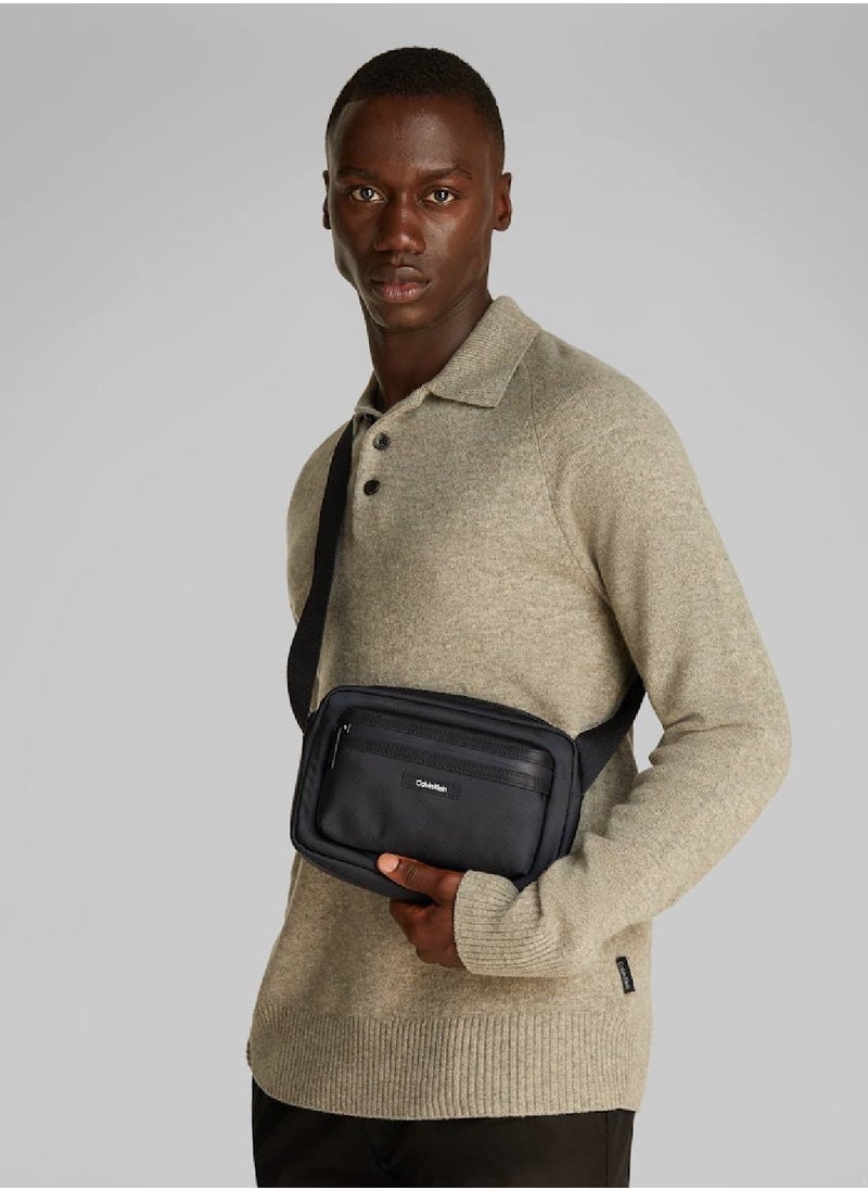 Men's Crossbody Camera Bag - Polyester, Black